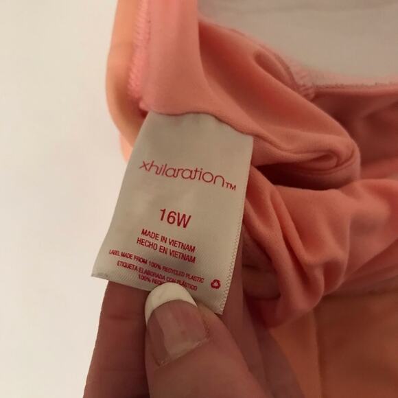 Xhilaration Pink Tropical Palm Print Scoop Neck One Piece Bathing Suit - Picture 7 of 10